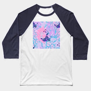 floral pink peacock Baseball T-Shirt